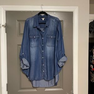 High/low denim boyfriend style tunic
